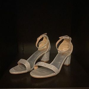 Silver Glitter Heeled Sandals
